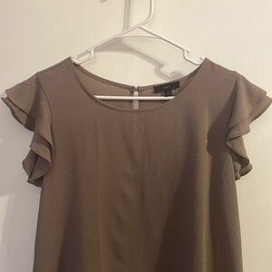 Brown flutter sleeve top